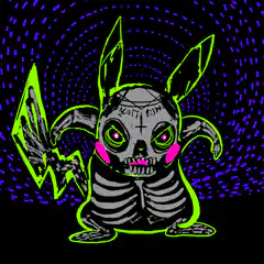 Skeleton Pikachu with lightning
