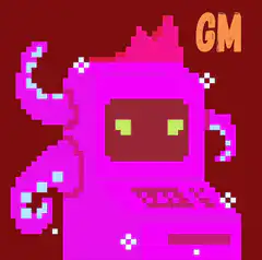 pixel art robot waving gm