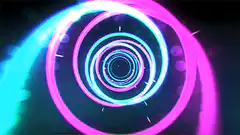 Neon pink and blue light tunnel