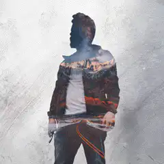 Double exposure man silhouette landscapes