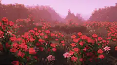 Minecraft flower field sunset