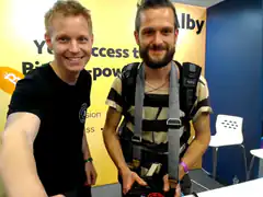 Two men at a Bitcoin event