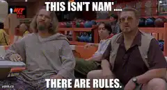 The Dude and Walter bowling This isn't Nam