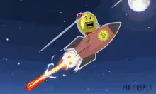 Bitcoin emoji rocket to the moon