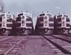 Four trains on parallel tracks