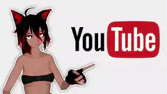 Anime girl pointing at YouTube logo