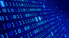 Blue binary code scrolling