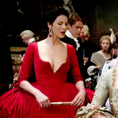 Claire Fraser in red dress