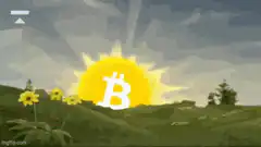 Bitcoin Sun Rising Over Green Hills