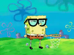 SpongeBob with glasses and net