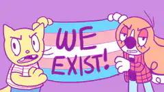 Cat and Dog holding We Exist flag