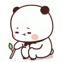 sad panda holding leaf