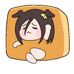 chibi girl sleeping on toast