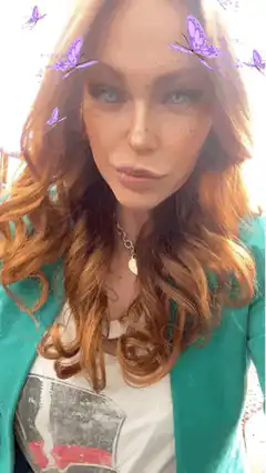 Woman with purple butterfly filter