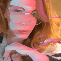 Woman with glasses glitching