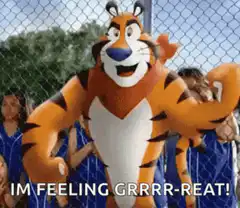 Tiger mascot flexing with kids