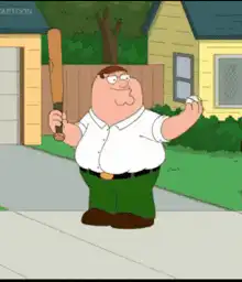 Peter Griffin hits a baseball