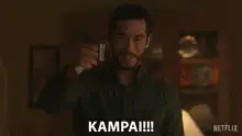 Ken Watanabe cheers Kampai