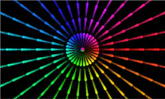 Rainbow spiral expanding from center