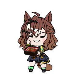 chibi horse girl holding food