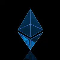 Rotating blue Ethereum logo