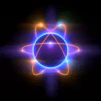 glowing atom symbol animation