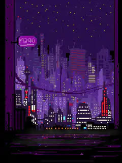 pixel art cityscape night