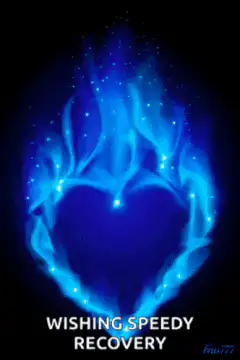 blue heart flame wishing speedy recovery