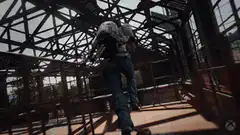 Character falls from steel beams in factory