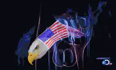 Eagle head with American flag body