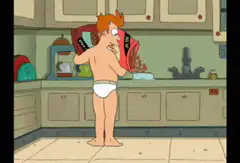 Fry washing cereal in the sink