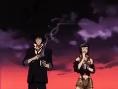 Spike and Faye smoking