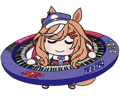 Chibi horse girl playing circular keyboard