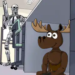 Moose and Robot in Office