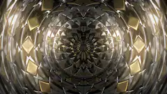 Golden metallic kaleidoscope tunnel