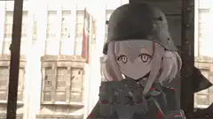anime girl and soldier in window