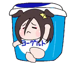 Sad anime girl in yogurt cup