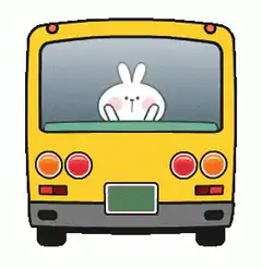 Cute bunny driving a yellow school bus