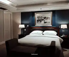 Man jumps onto hotel bed