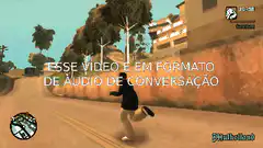 GTA San Andreas character running with Portuguese text