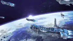 spaceships orbiting a planet