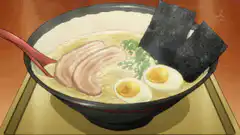 anime girl slurping ramen noodles