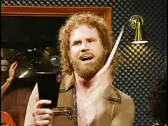 Will Ferrell as Ron Burgundy with drumstick