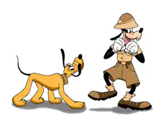 Goofy and Pluto walking