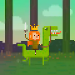 pixel art princess riding green dragon