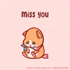 Cute sad dog miss you
