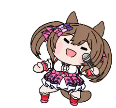 Chibi horse girl singing with microphone
