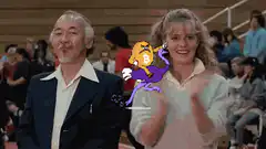 Bitcoin character dances between clapping people