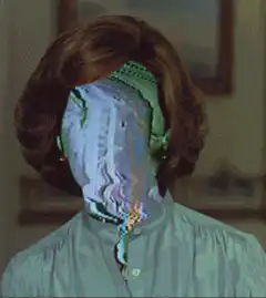 Woman with glitching face