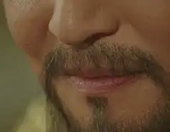 Man with beard smiling and laughing
